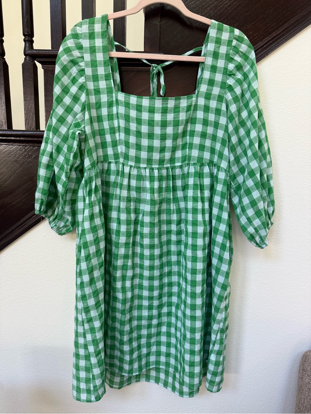 Green Gingham Babydoll Dress